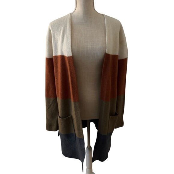 Madewell Kent Striped Open Front Cardigan Sweater Wool‎ Blend Size Medium - Picture 1 of 8